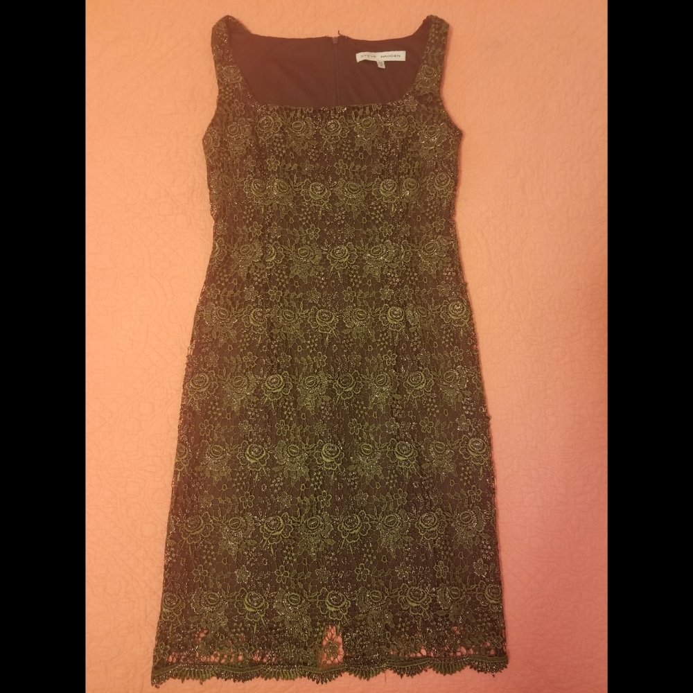 Steve Madden Green Embroidered Dress